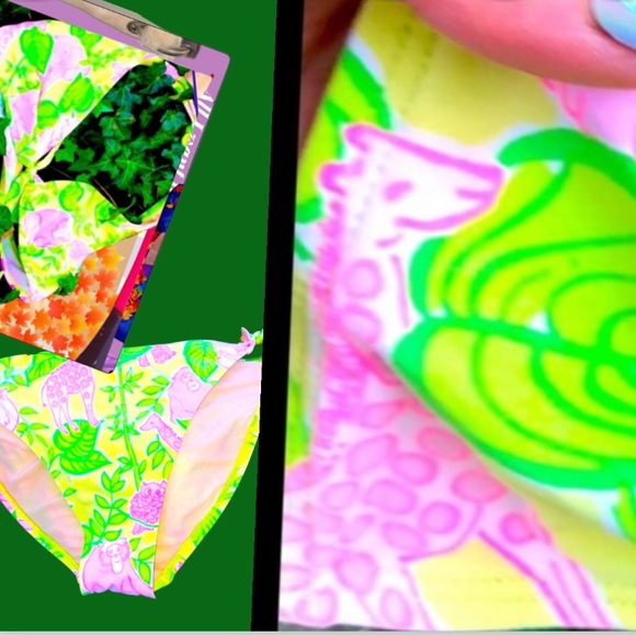 Lilly Pulitzer Bikini Set San Diego Zoo BIKINI GREEN PINK - Picture 1 of 7
